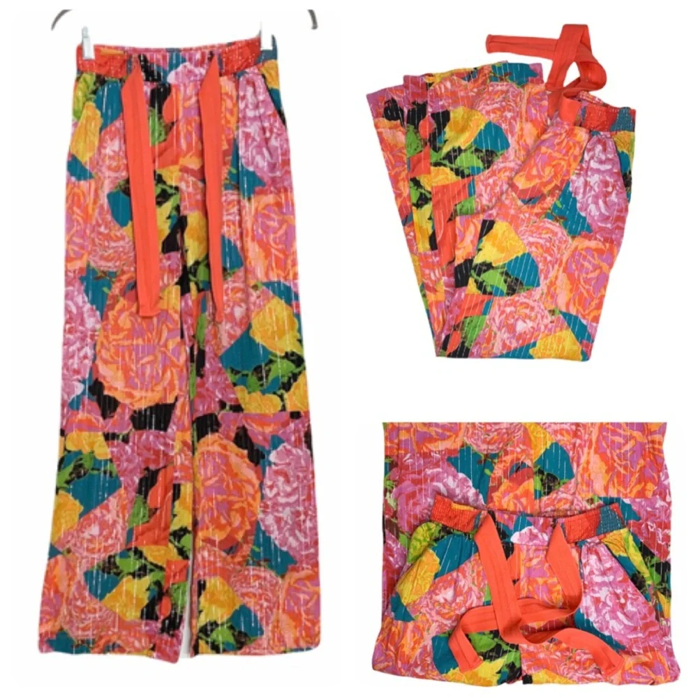 Anthropologie Lilka lounge pants, XS, floral metallic - Picture 2 of 9